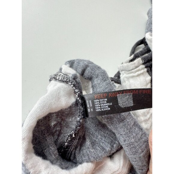 ANTHROPOLOGIE White Black Sheer Printed Cotton Gauze Wide Leg Jumpsuit, Size L - Picture 15 of 16